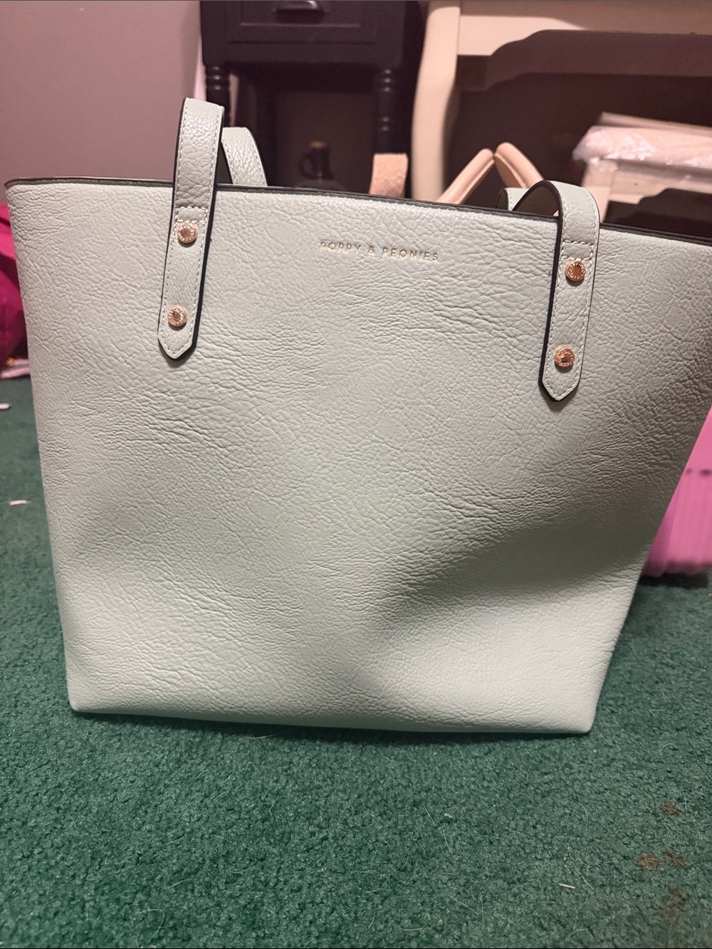 Poppy & Peonies Go-Getter Tote Work Laptop bag mint green